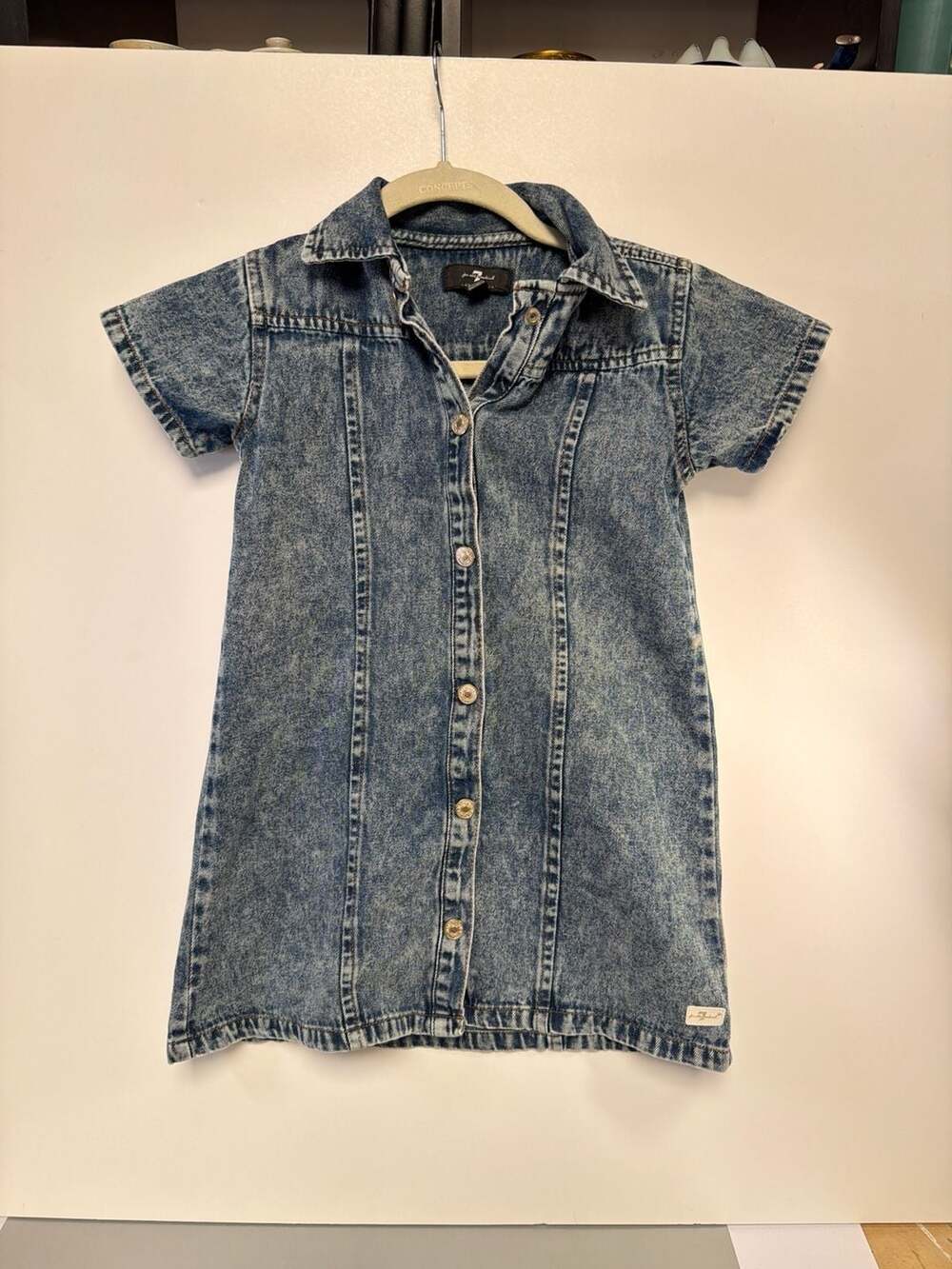 7 For All Mankind‎ Girls Acid Wash Denim Button-Down Dress Size 6